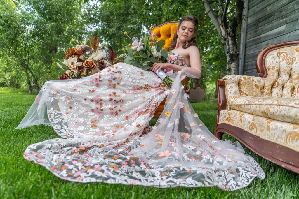 Bride portrait Montana Wildflower venue