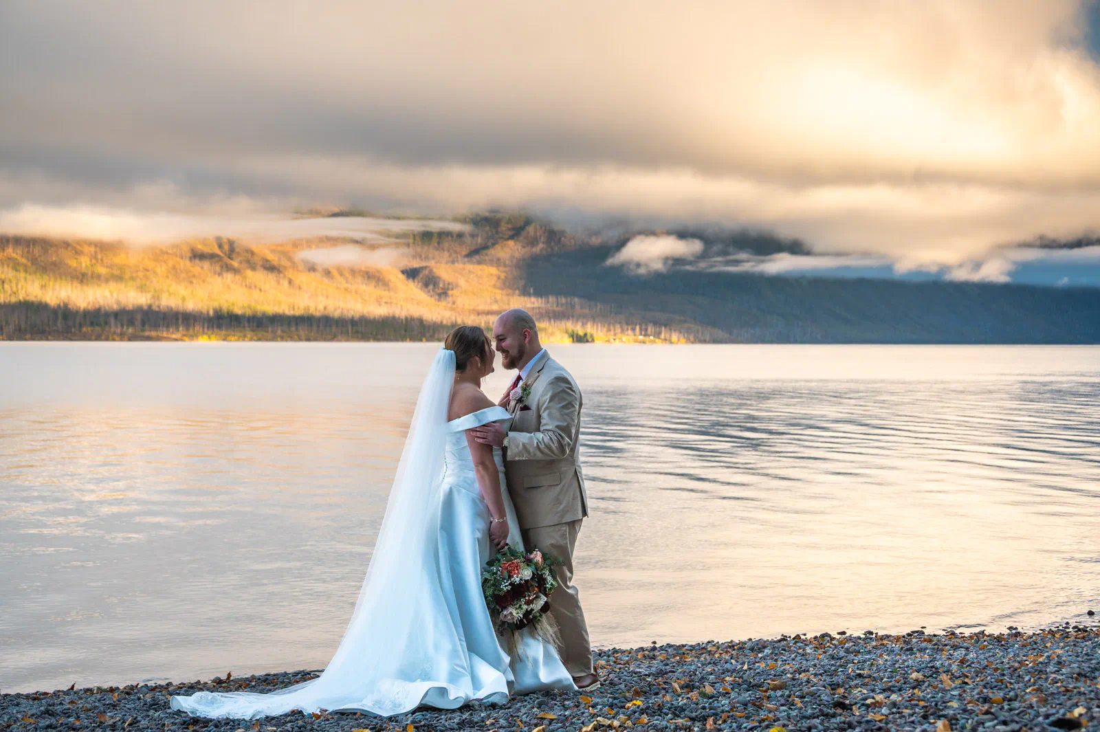 wedding on lake Mcdonald, Glacier National Park, Montana