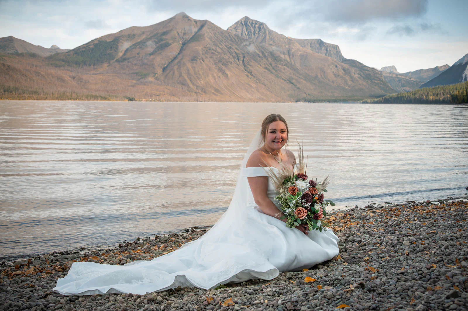Bride portrait Lake McDonald Glacier National Park