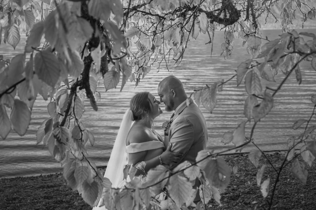 Bride and groom portrait in Glacier National Park