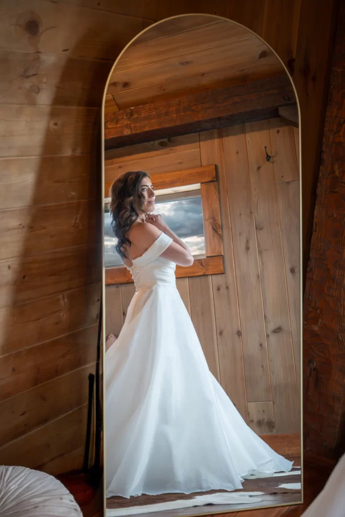 Bride in mirror Yellowstone Valley Lodge