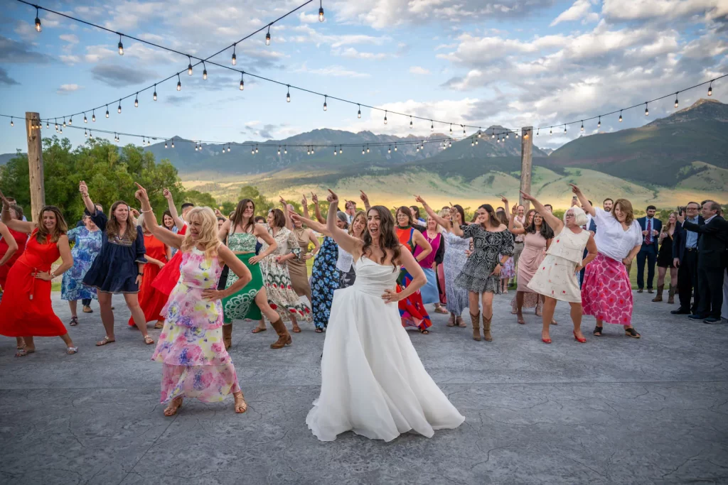 Epic bride wedding choreography dance Yellowstone Valle Lodge, Montana