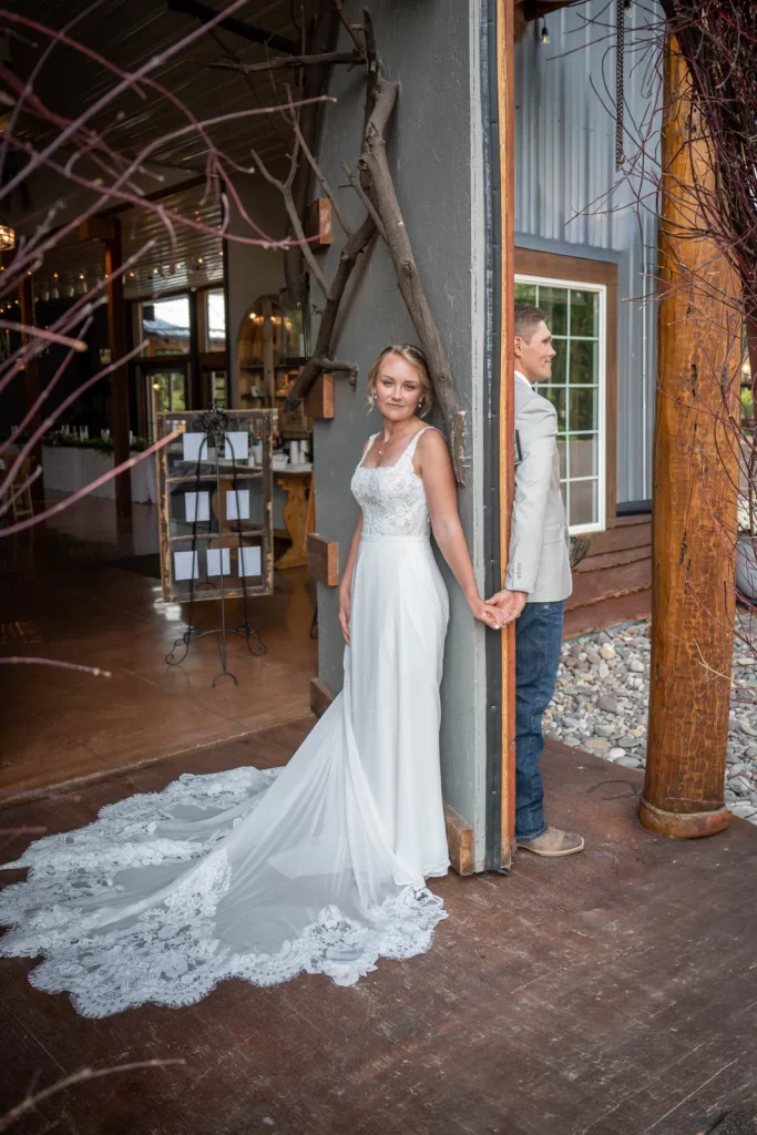 First touch bride and groom around door